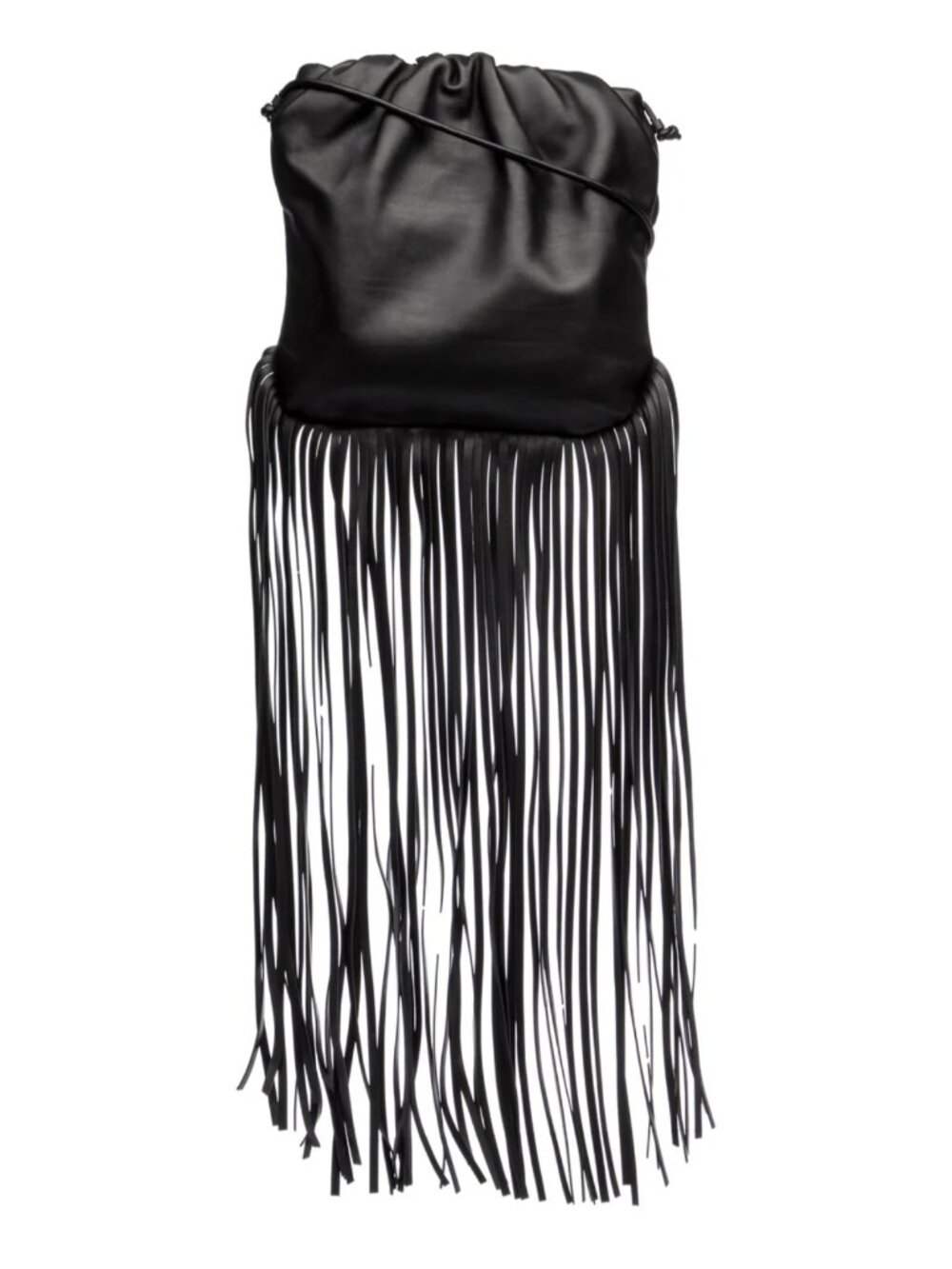 BOTTEGA VENETTA Leather Fringe Shoulder Pouch Bag